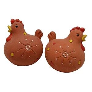1960's Holt Howard Terracotta Red Clay  Chicken Salt & Pepper Shaker Set Japan